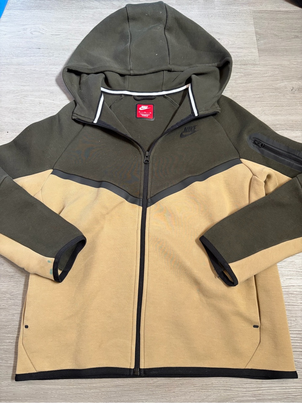 Nike Sportswear Kids Tech Fleece Full-Zip Hoodie Khaki Olive XL